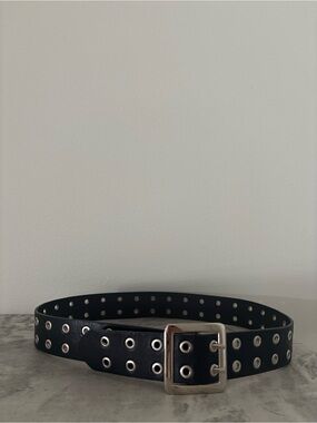 Black Double-Row Grommet Belt
